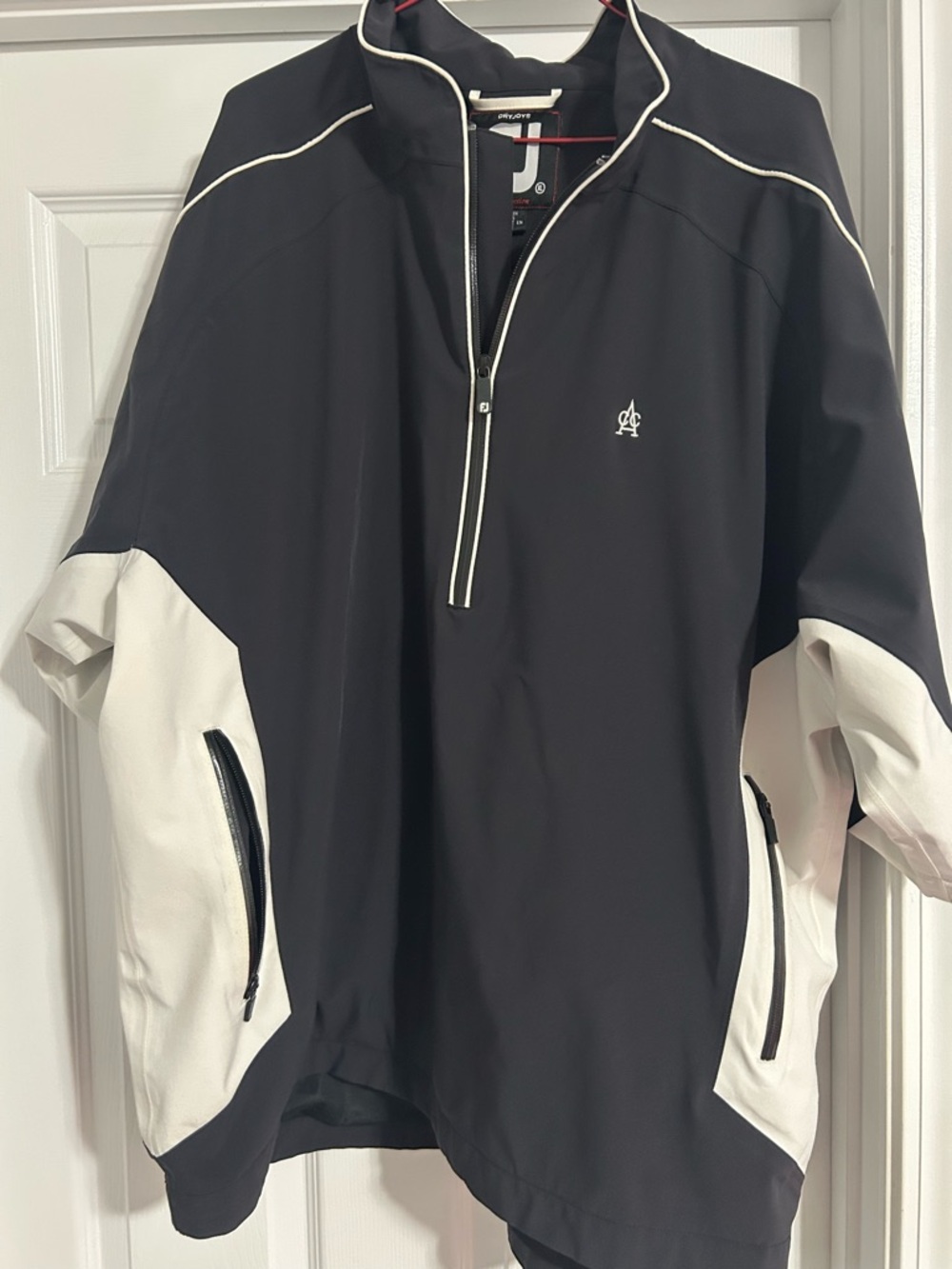 Foot Joy Dry Joys Tour Collection Black & White Quarter-Zip Pullover with Logo